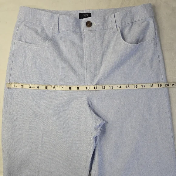 NWT J. Crew Factory Cropped Pants Blue White Stripe High Rise Wide Leg 29 - Picture 10 of 12